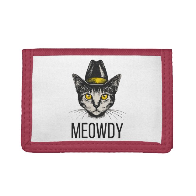 Meowdy Funny Cat Trifold Wallet (Front)