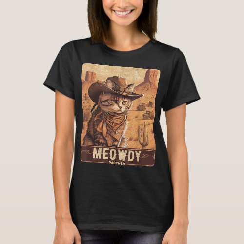 Meowdy Funny Country Music Cat Cowboy Hat Poster  T_Shirt