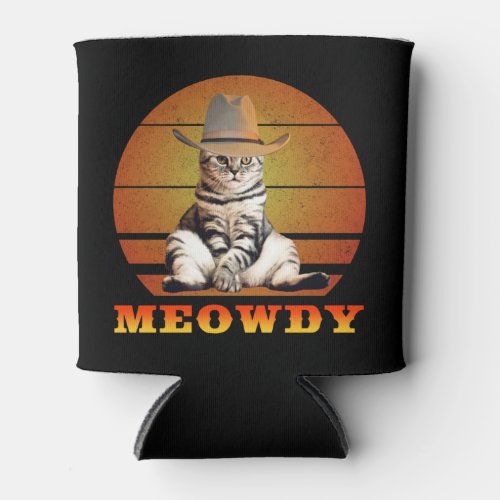 Meowdy Funny Cowboy Cat Can Cooler