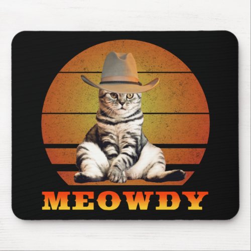 Meowdy Funny Cowboy Cat Mouse Pad