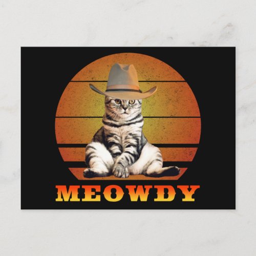 Meowdy Funny Cowboy Cat Postcard