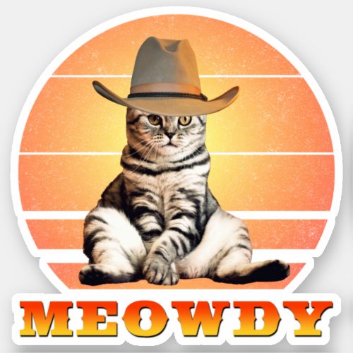 Meowdy Funny Cowboy Cat Sticker