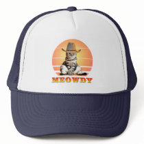 Meowdy Funny Cowboy Cat Trucker Hat