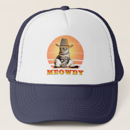 Meowdy Funny Cowboy Cat Trucker Hat