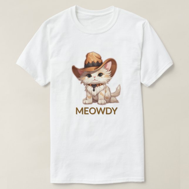 Meowdy Funny Western Cowboy Cat  T-Shirt (Design Front)
