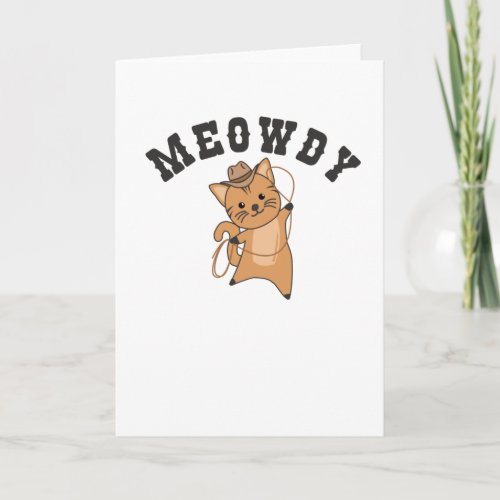 Meowdy Howdy Cat Cowboy With Lasso Cute Cats Card