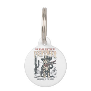 Meowdy Partner Cowboy Cat Pet ID Tag