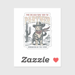 Meowdy Partner Cowboy Cat Sticker