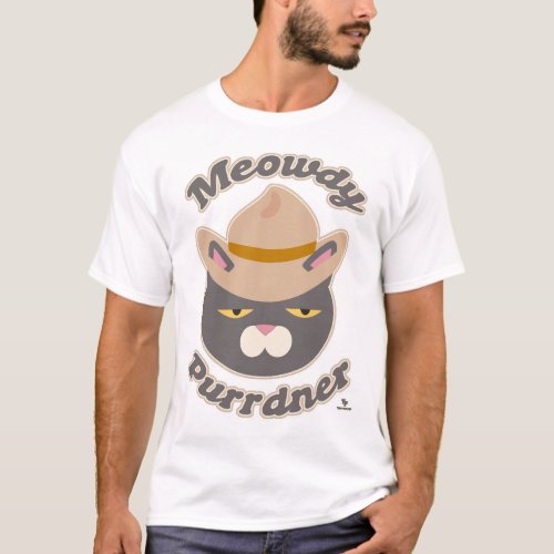 Meowdy Purrdner Cute Cowboy Hat Cat Slogan T_Shirt