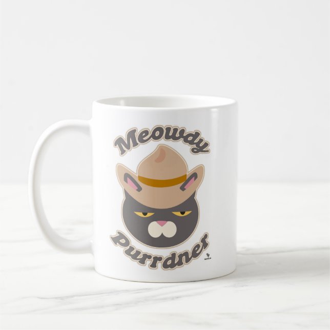 Meowdy Purrdner Howdy Cowboy Hat Cat Fun Coffee Mug (Left)