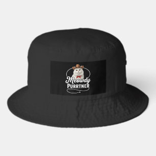 Meowdy Purrtner Funny Cat Cowboy Western Pun Desig Bucket Hat