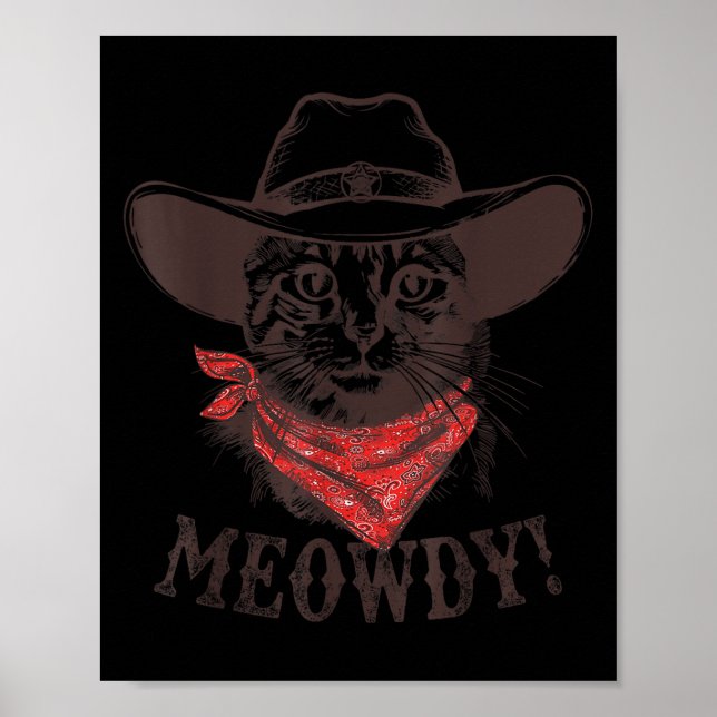 Meowdy Tee Vintage Howdy Western Matching Cowgirl  Poster (Front)