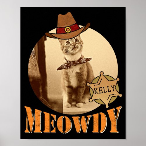 Meowdy Texan Cat Cowboy Sheriff Personalized Poster