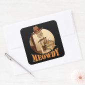 Meowdy Texan Cat Cowboy Sheriff Personalized Square Sticker (Envelope)