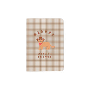 Meowdy Western Cowboy Cat Custom Name Passport Holder