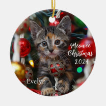 Meowed Christmas Kitten Personalized Ornament