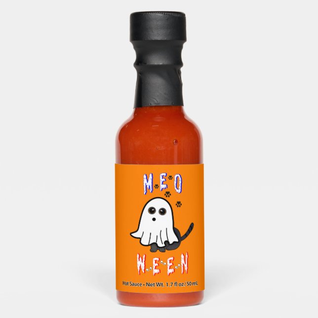 Meoween Ghost Kitten 31 Cat USA October Halloween Hot Sauces (Front)