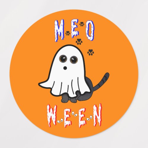 Meoween Ghost Kitten 31 Cat USA October Halloween Labels