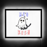 Meoween Ghost Kitten 31 Cat USA October Halloween LED Sign<br><div class="desc">Meoween Ghost Kitten 31 Cat USA October Halloween. Best gifts for Halloween Festival T-shirts, Ghost Puzzle, Trick or Treat iPhone Case, Cat Tees, Spirit Mug, Meow Tops, Paw Pillow, Birthday Tees, Anniversary T-shirts, Christmas, and Birthday T-shirts. Custom Illuminated Sign, Back and Edgelighting, 23" x 18". The Colorful designer-fitting outfits for...</div>
