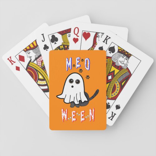 Meoween Ghost Kitten 31 Cat USA October Halloween Playing Cards
