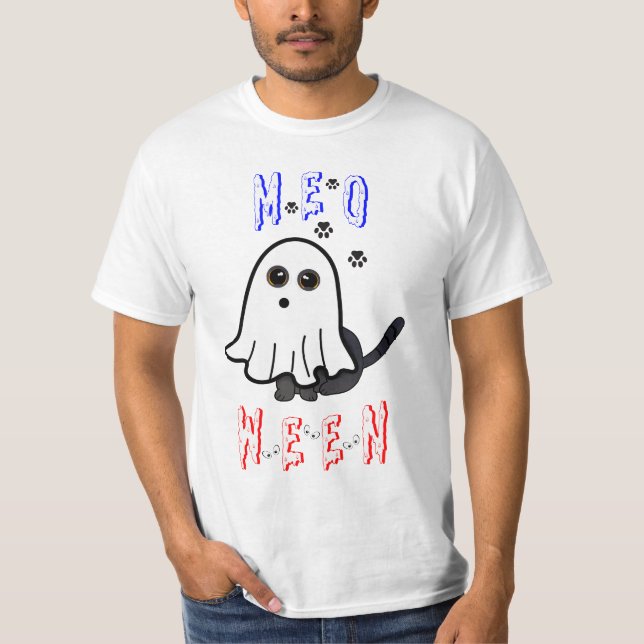 Meoween Ghost Kitten 31 Cat USA October Halloween T-Shirt (Front)