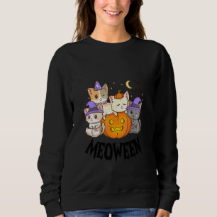 Meoween Witch Cats Cute Halloween Cat Pet Kitten Sweatshirt