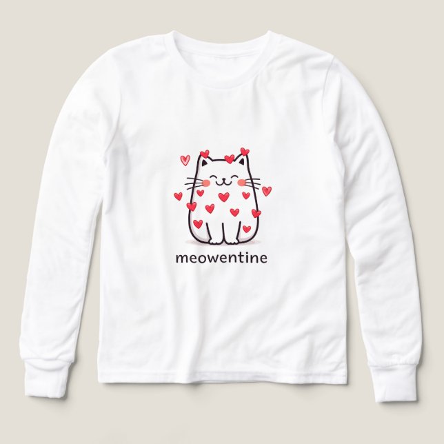 Meowentine Cat Design – Cute Valentine’s Day Love  Tri-Blend Shirts (Design Front)