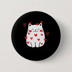 Meowentine Cute Cat Valentines Day Men Women Cat D Button