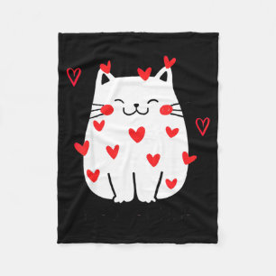 Meowentine Cute Cat Valentines Day Men Women Cat D Fleece Blanket