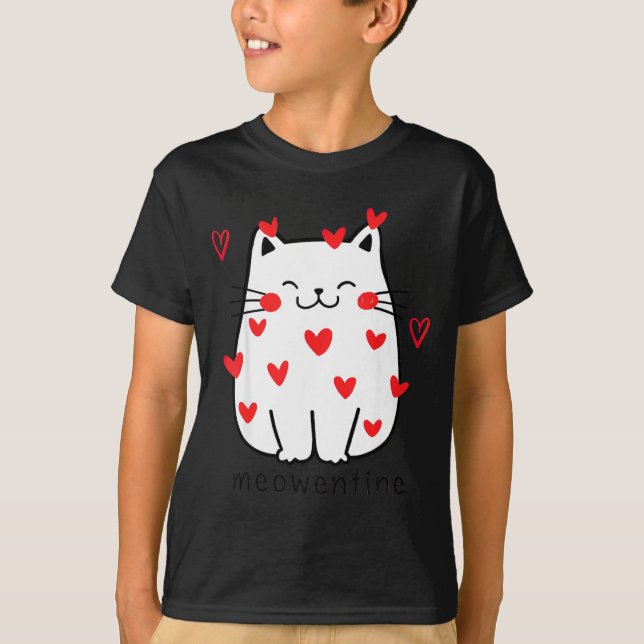 Meowentine Cute Cat Valentines Day Men Women Cat D T-Shirt (Front)