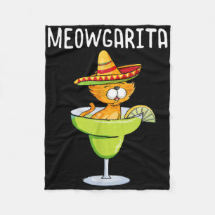 Meowgarita - Cinco De Mayo Margarita Cat Lover Fleece Blanket