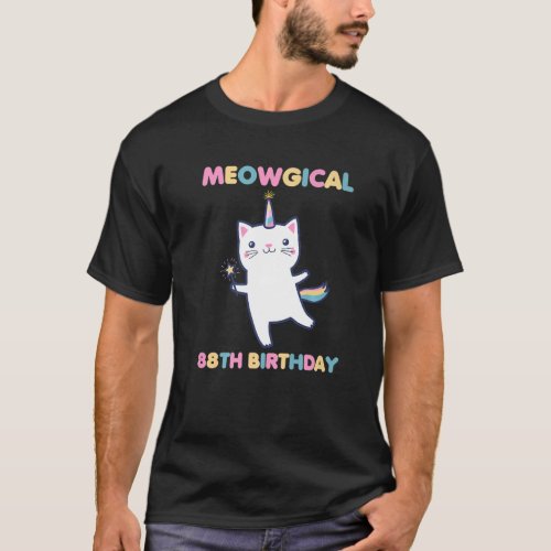 Meowgical 88th Birthday Kitty 88 Year Old  Cat T_Shirt