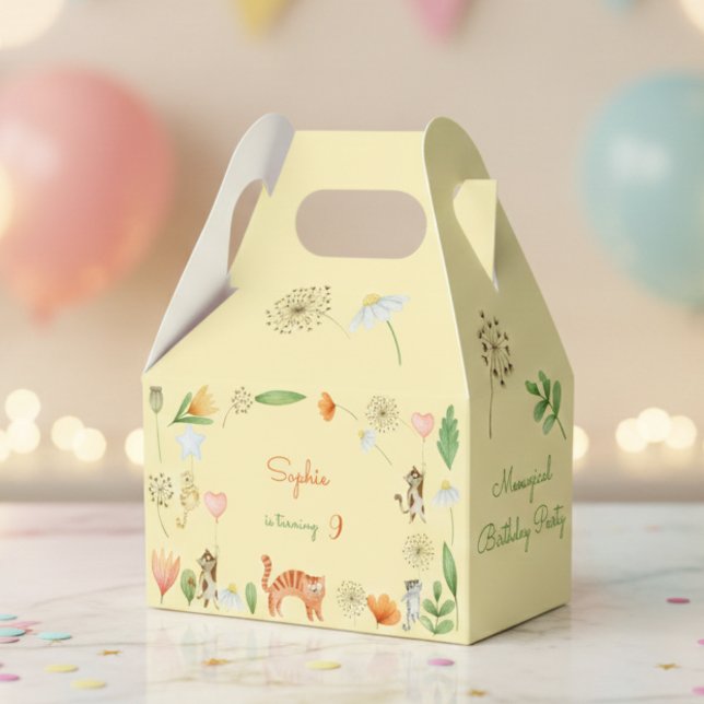 meowgical cats and flowers birthday party favor boxes (Creator Uploaded)