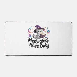 Meowgical Vibes Only, Floating Kawaii Witch Cat Ov Desk Mat