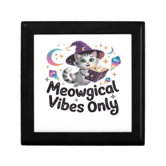 Meowgical Vibes Only, Floating Kawaii Witch Cat Ov Gift Box
