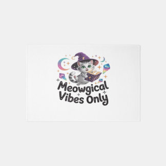 Meowgical Vibes Only, Floating Kawaii Witch Cat Ov Rug