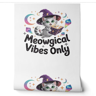 Meowgical Vibes Only, Floating Kawaii Witch Cat Ov Wallpaper