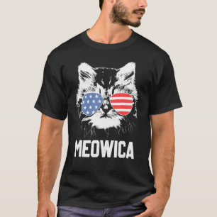 Meowica 4th July Pawtriotic Kitty Merica Cat Us Fl T-Shirt