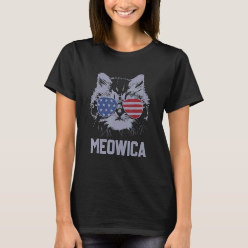 Meowica 4th July Pawtriotic Kitty Merica Cat Us Fl T_Shirt