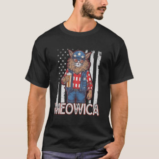 Meowica 4Th Of July Cat American Flag America Usa T-Shirt