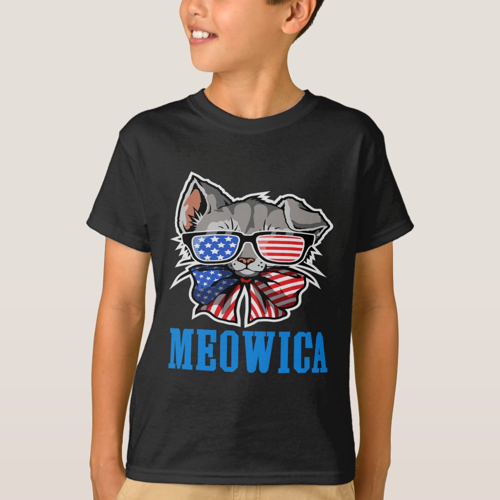 Discover Meowica 4th Of July Cat American Flag Cat Funny Personalized T-Shirt