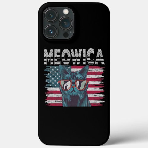 Meowica 4th of July Cat Lover Patriotic USA iPhone 13 Pro Max Case