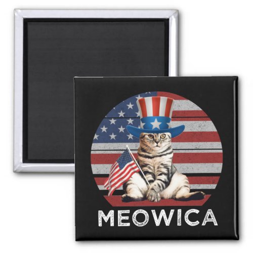 Meowica 4th Of July Patriotic American Cat Magnet