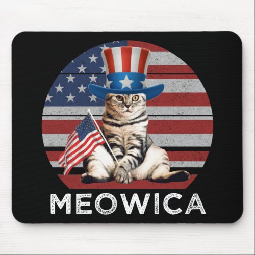 Meowica 4th Of July Patriotic American Cat Mouse Pad