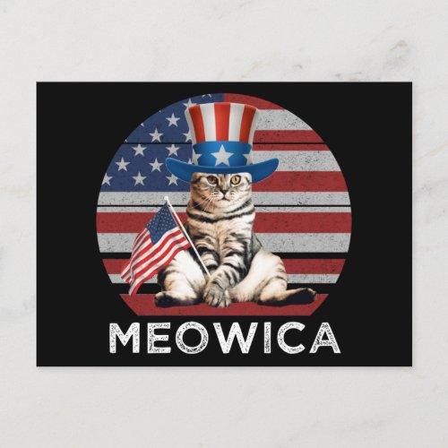 Meowica 4th Of July Patriotic American Cat Postcard