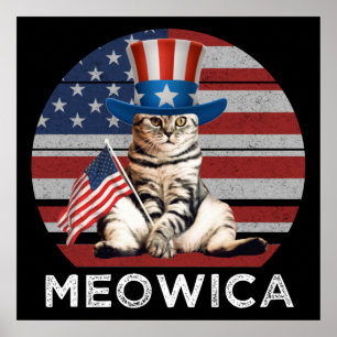 Meowica 4th Of July Patriotic American Cat Poster