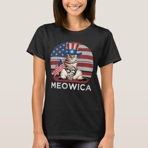 Meowica 4th Of July Patriotic American Cat T_Shirt