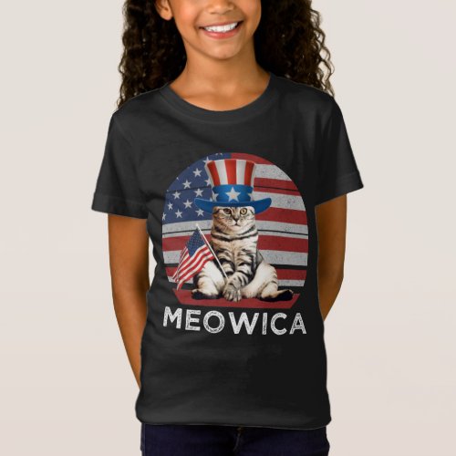 Meowica 4th Of July Patriotic American Cat T_Shirt