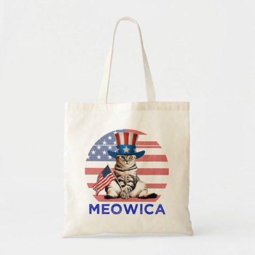 Meowica 4th Of July Patriotic American Cat Tote Bag