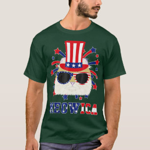 Meowica American Curl Cat 4th Of July T-Shirt